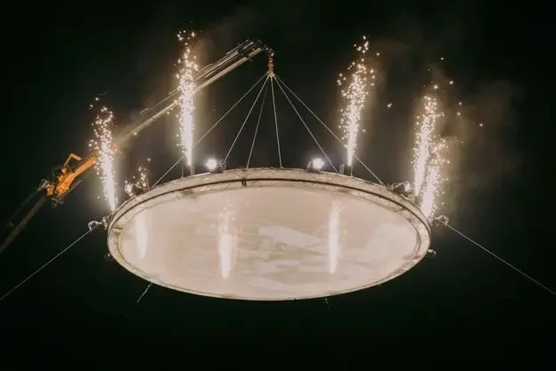 Kreisinstallation mit Projektion und Feuerwerk am Winzerfest Döttingen
